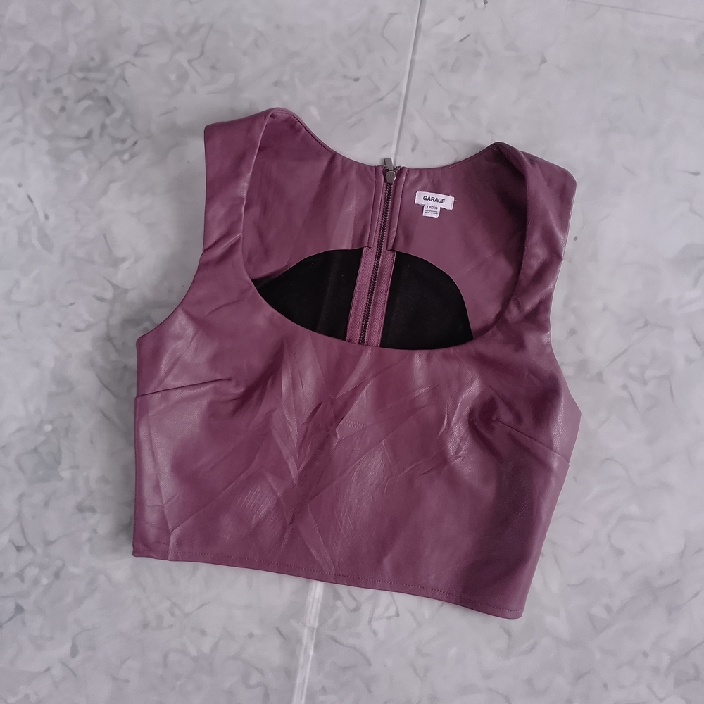 GARAGE Faux Leather Purple Crop Top - Picture 5 of 6